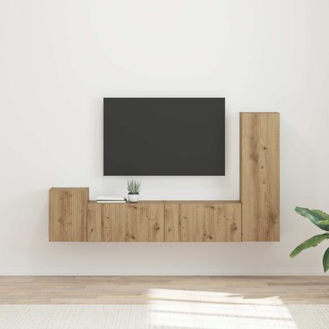 TV-Schrankset Wandmontiert 4 pcs Artisan-Eiche Holzwerkstoff