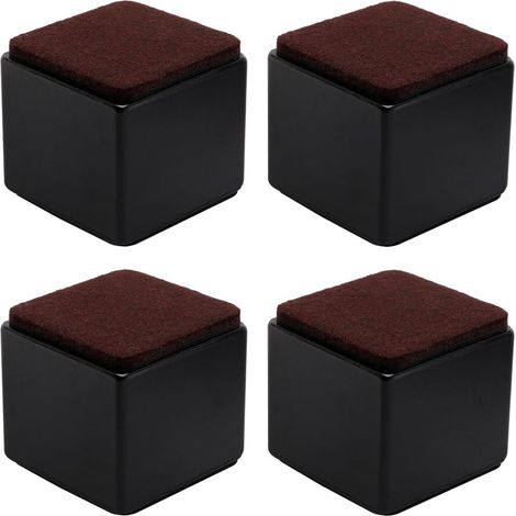 4pcs meubles auto - adhésifs lit riser carré robuste en acier au carbone table canapé riser - 60x52mm noir (1/5)