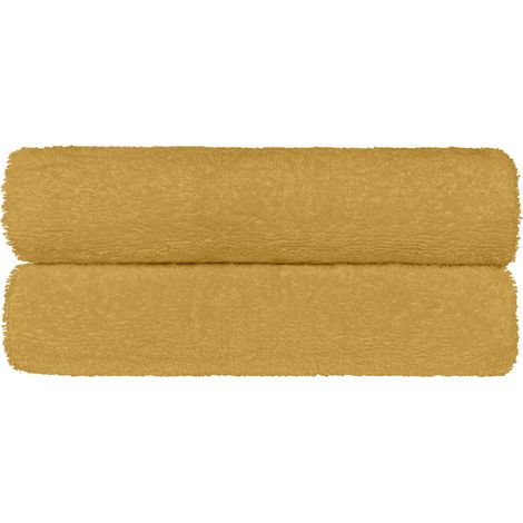 Set Asciugamani Bagno 100% Cotone Super Assorbenti Telo Doccia Spugna Professionali Salvietta Lavetta Viso Asciugamano Salviette Teli Asciugamano Ospite Qualità Hotel Lavette 2 Asciugamani - Giallo