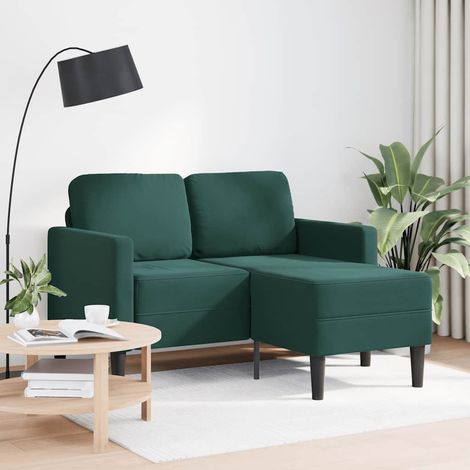 Sofá de 2 plazas con chaise longue forma L verde oscuro 125 cm vidaXL (1/5)