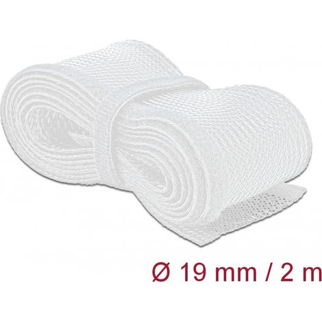 Delock Funda trenzada con cierre de gancho y lazo 2 m x 19 mm blanco