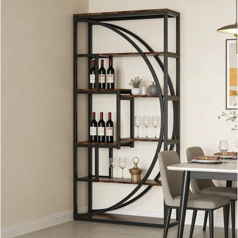 Librería abierta 80 x 30 x 179 cm en metal y madera negra OKMYHOME (1/5)