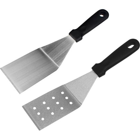 Turning Tool - Grill Scraper - Stainless Steel Blade - Angled Rigid Design - For Pans Barbecue Trays - 2 Piece Set (1/5)