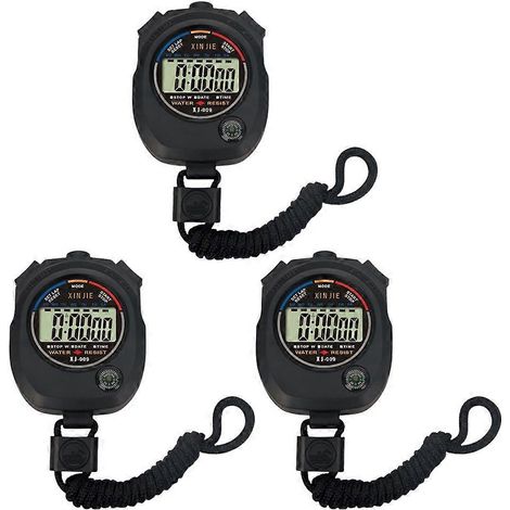 Lot de 3 chronomètres de jeu, minuteurs de match électroniques, minuteurs d'entraînement pratiques-8.3X6.5CM-Black (1/4)