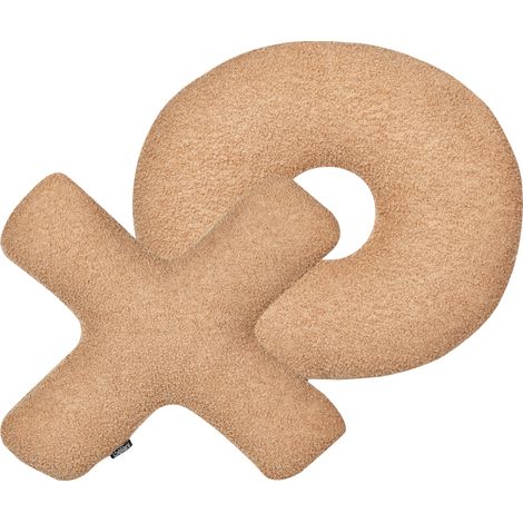 Conjunto de 2 cojines afelpado letras XO tela almohadas textil decoración marrón claro Hesperis (1/5)