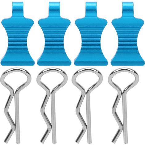 Clip et support en aluminium bleu durable en forme de R, en 4 pièces, pour voitures télécommandées à l'échelle 1/10 (1/4)