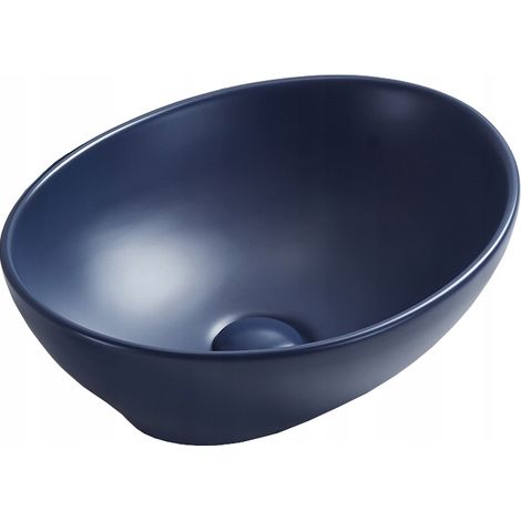 Vasque à poser rectangulaire Silla, lavabo salle de bain en céramique 40,5x33x14 cm, design moderne, installation facile, Bleu mat