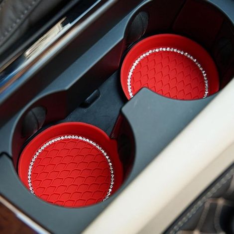 Getränkehalter fürs Auto Untersetzer Autoinnenraum Wasserabsorbierend 9 x 9 x 3 cm Rot (1/5)