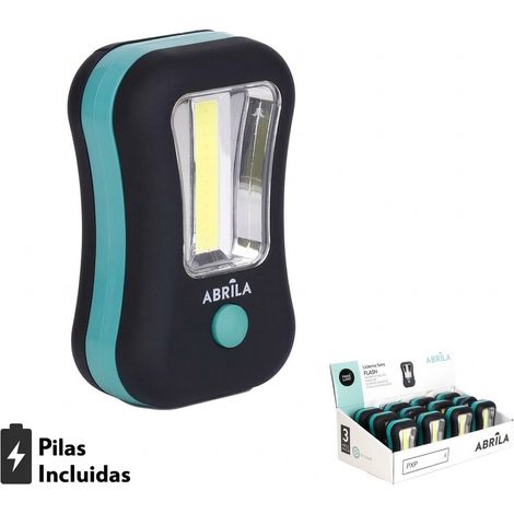 Torcia led cobflash compatta con gancio e magnete 200lm 9,5x6x3,5cm nero/verde 3xaaa incluso