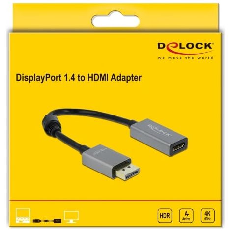 DeLOCK DisplayPort attivo da 1.4 per HDMI Adattatore 4K 60 Hz [HDR] (Delock videoadapter - DisplayPort / HD)
