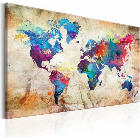Tableau carte du monde style urbain - 120 x 80 cm (1/4)