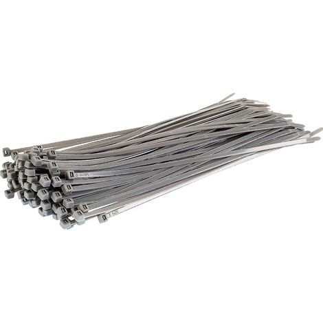 Lange, robuste silberne Kabelbinder, 370 mm x 4,8 mm, 100er-Packung, aus hochwertigem Nylon, 300 mm x 3,6 mm Reißverschluss, silberfarben