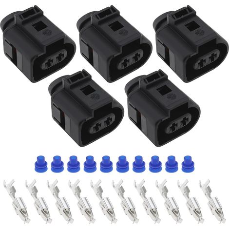 5-Piece Car Fog Light Plug Connector Set 1J0973722 Compatible with VW, Audi, and Seat 2-Pin Headlight Plug Connector (1/5)