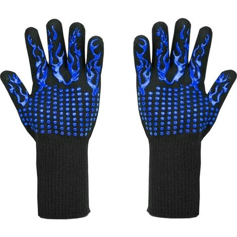 BBQ Gloves Heat Resistant up to 800°C - L5 Cut Resistant Gloves - Premium Kitchen Gloves for BBQ, Cooking, Baking and Welding (1 Pair 13 inch) (1/4)