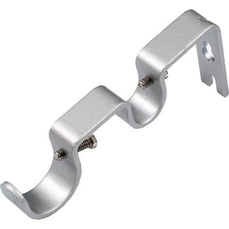 Support double robuste pour tringle à rideaux de 4,1 cm (1 5/8 po), non réglable, lot de 3, argent (1/5)