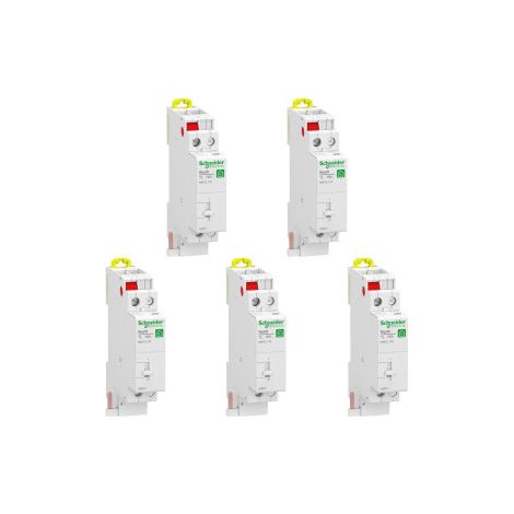 Schneider - RESI9 - Lot de 5 Tu00e9lu00e9rupteurs Unipolaire 16A - 250V - Ru00e9f. : R9PCL116x5 (1/2)