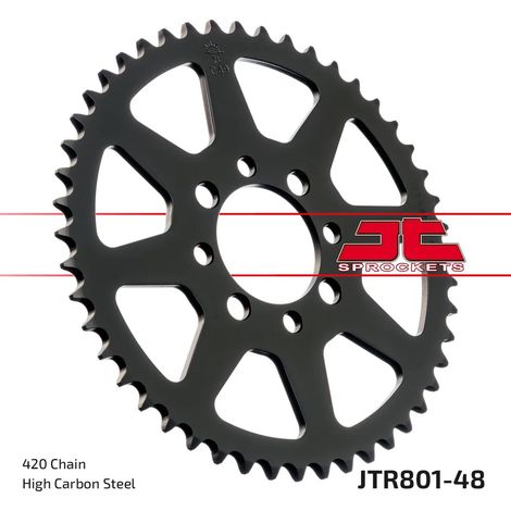 Pignon arrière JT 801 48 pour Suzuki GT 50 '77-80, ZR 50 '82-, APX 50 '84-89, TS 50 '79-83, TSX 50 '92-96, Kawasaki AE 50 '82-83, AR 5 (1/4)