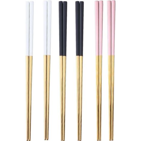 6 paires de baguettes en acier inoxydable 304, baguettes réutilisables (1/5)