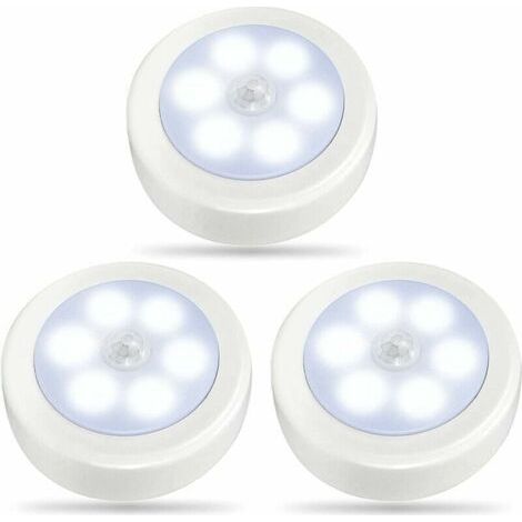 Lampe LED à détecteur de mouvement pour intérieur, blanc froid, fonctionnant sur piles, lot de 3 (1/5)