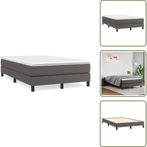 The Living Store Sommier à lattes de lit avec matelas gris 120x190 cm similicuir - Lit Double - Lit Tapissier - Literie - Chambre À Coucher - Meuble De Chambre