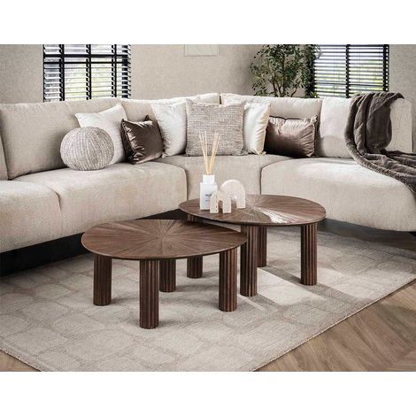 Tania - lot de 2 tables basses gigognes en teck massif - 75 cm - bois