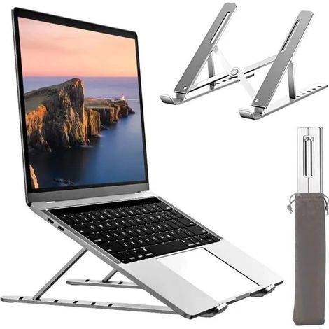 Support d'ordinateur portable - STILLCOOL - Pliable - Antidérapant - 6 hauteurs réglables - Aluminium argenté (1/4)