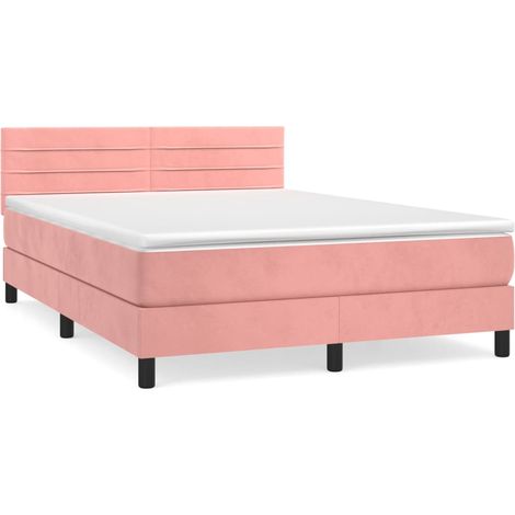 Maison Exclusive - Giroletto a Molle con Materasso Rosa 140x200 cm in Velluto
