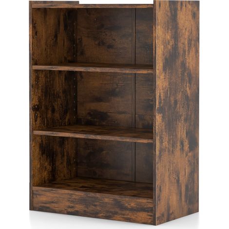 Libreria a 3 ripiani 50 x 30 x 75 cm con ripiani antiribaltamento regolabili design moderno e minimalista in legno marrone 200021115