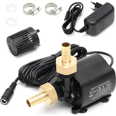 Pompe à eau 12 V 800 l/h - Petite pompe à eau submersible avec réglage de la vitesse à 5 vitesses, hauteur de refoulement de 5 m, pompe de bassin, pompe à eau pour aquarium, pompe de fontaine (1/5)