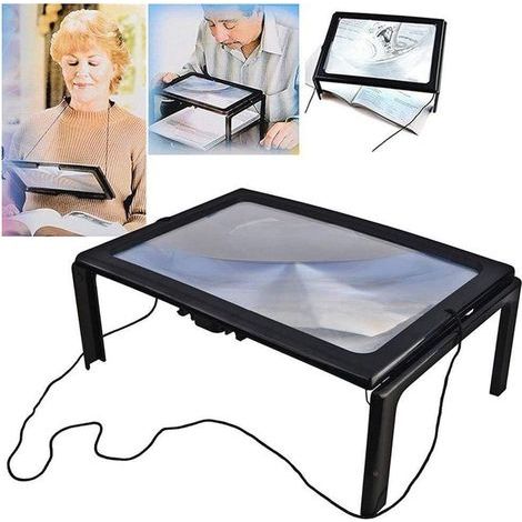 3X reading magnifier, full-page magnifier with LED lighting, hands-free, ideal gift for the elderly and visually impaired. (1/4)