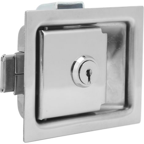 Serrure à panneau encastrée en acier inoxydable, poignée de verrouillage rectangulaire à palette pour porte de remorque, serrure de boîte à outils pour camion (1/5)