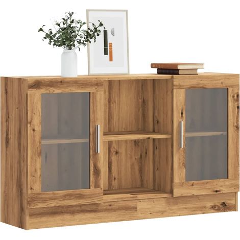 Vidaxl – Buffet chêne artisanal 120x30,5x70 cm – Bois d'ingénierie résistant à l'humidité – Grand espace de rangement – Plateau robuste