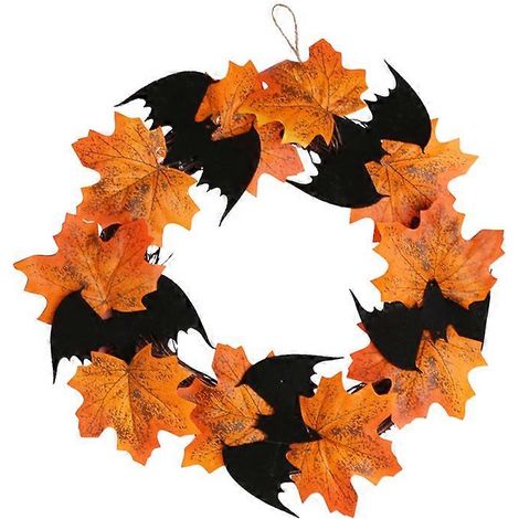 Ornements de porte d'Halloween, pendentif en forme de couronne de chauve-souris et de feuille d'érable, 3 pièces