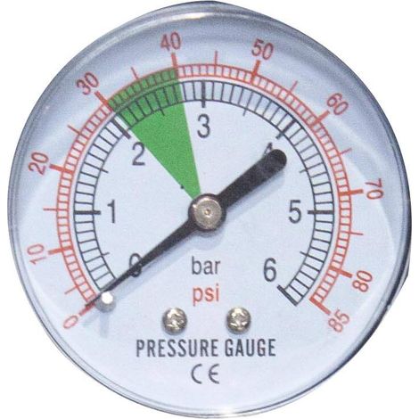 Manomètre 1/4" 6bars raccord arrière pour monte démonte pneus DM 2000, DM 2000P - SA 9998 - CLAS Equipements