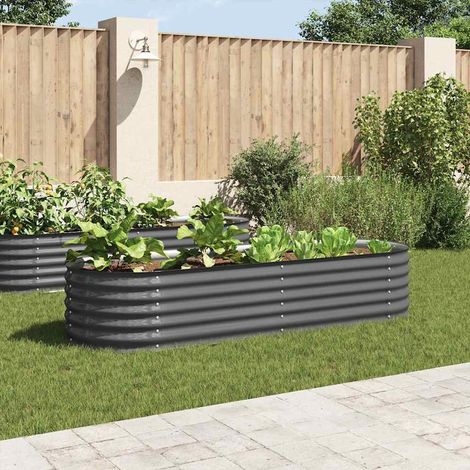vidaXL Arriate de acero galvanizado gris 240x80x44 cm (1/4)