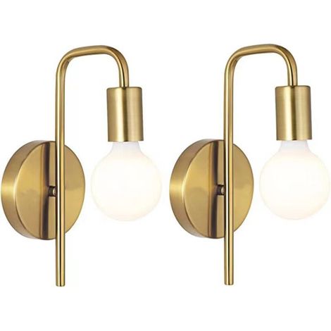 Lot de 2 Appliques Murales Industrielles Vintage en Métal, Lampes de Chevet et Salle de Bain, Luminaires pour Miroir, Sans Ampoule (1/5)