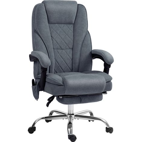 Fauteuil de bureau massant inclinable velours LORENDA gris (1/5)