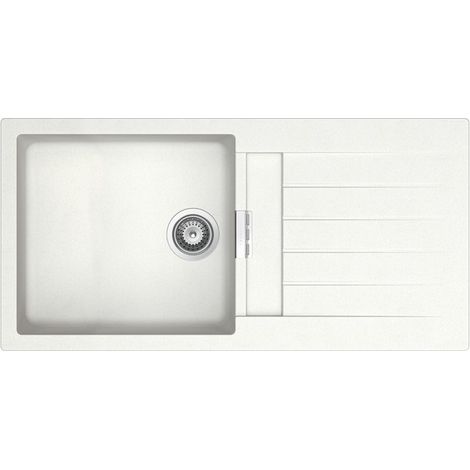 Fregadero reversible de 1 cubeta de QUARZEX® OSLO - ROCA Color: Blanco - Medidas: 1000x500x200 mm (1/2)