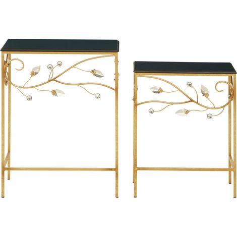 Interiors By Premier Versatile Set Of 2 Tables With Black Wooden Top, Nesting Design Side Tables, Elegant Side Table By Couch (1/5)