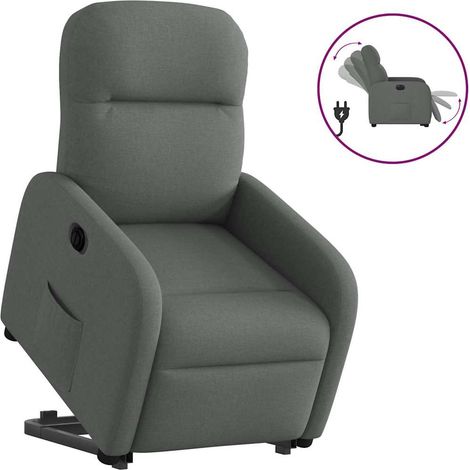 vidaXL Poltrona Alzapersona Reclinabile Elettrica Grigio Scuro Tessuto (1/5)