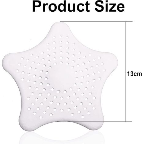 4 pcs Filtre évier en Silicone,Filtre à Cheveux Douche,Filtre à Bonde de Douche et Bain Starfish,pour Drain de Douche,pour Coincer Cheveux et Saletés,Bouchon Dévier avec Ventouses(Blanc) GROOFOO
