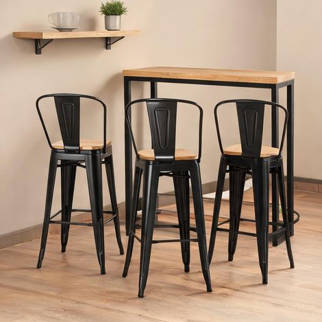 Tabouret de bar noir en métal 45 x 44 x 118 cm (1/5)