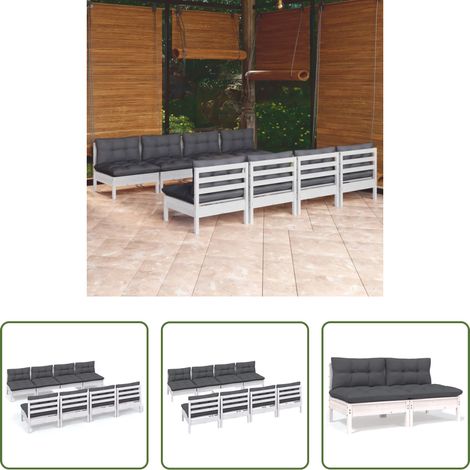 Terrassensofa - 9-tlg. Garten-Lounge-Set mit Kissen Kiefer Massivholz (1/5)