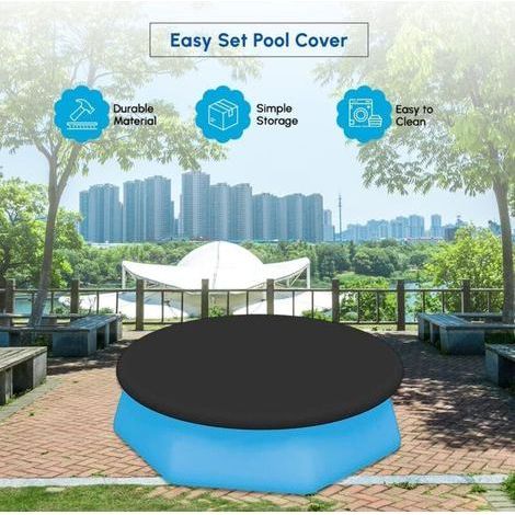 Couverture de protection, Couverture de piscine à réglage rapide pour empêcher la saleté et les débris de s'accumuler dans la piscine, Couverture 4 saisons pour piscine hors sol ronde diamètre 457 cm- (1/4)