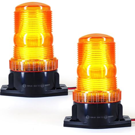 Set di 2 fari rotanti a LED arancioni, luci stroboscopiche lampeggianti da 10-80 V per camion e trattori.