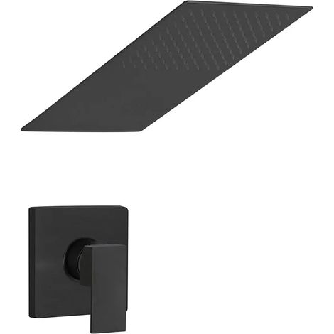 Set doccia incasso nero opaco Kubo soffione a sbalzo slim 25x52 cm (1/5)