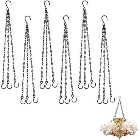 Lot de 6 cintres pour plantes en métal avec crochets en S pour jardinières suspendues Mangeoires à oiseaux Pots de fleurs Cage à oiseaux (Noir)