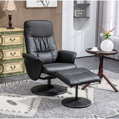 Sillon relax con ottoman de metal negro, respaldo reclinable 145°, 76 x 81 x 101 cm (1/5)