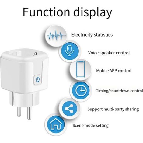 Prise Wifi Intelligente Tuya Prise Intelligente Ue 20A avec Surveillance de L'Alimentation Synchronisation D'Économie D'Énergie (1/5)