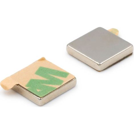Neodym-Plattenmagnet 10x10x2 mm 3M Klebstoff Hunter